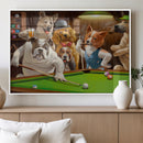 Dogs Playing Pool Canvas Wall Art Funny Gifts Dog Print