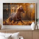 Running Horse Sunset Forest Wall Art Canvas Print