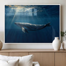 Whale under Ocean Wall Art Canvas Print