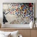 Banksy Graffiti Wall Art Canvas Print: Girl Releasing