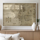 Vintage Middle Earth Map Wall Art Canvas – Lord of the Rings