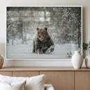 Grizzly Bear Wall Art – Framed Snowy Forest Canvas Artwork, by MyGreatCanvas | Canvas Wall Art Prints | Photo Prints & Wall Decor