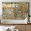 Push Pin World Map Canvas Print – Travel Tracker Wall Art