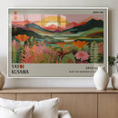Framed Yayoi Kusama Print, Vibrant Floral Mountain Art