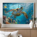 Sea Turtle Underwater Canvas Wall Art Print - Vibrant Ocean
