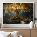 Golden Tree of Life Canvas Wall Art Print - Majestic Glowing