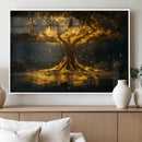 Golden Tree of Life Canvas Wall Art Print - Majestic Glowing
