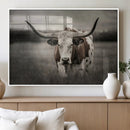 Texas Longhorn Cow Canvas Wall Art Print - Large Rustic