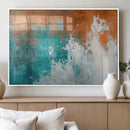 Vintage Abstract Print - Bold Teal and Orange Canvas Wall