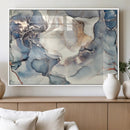 Abstract Blue and Gold Canvas Wall Art - Fluid Modern Ink
