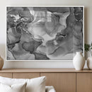 Black White Abstract Canvas Wall Art - Fluid Ink Artwork -
