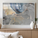 Large Abstract Blue and Gold Canvas Wall Art | Fluid Ink