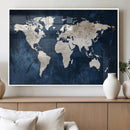 Vintage World Map Canvas Wall Art - Framed Map Print for