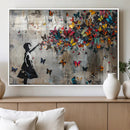 Butterfly Girl Wall Art – Vibrant Street Style Canvas Print,