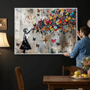 Banksy Butterfly Girl Wall Art – Modern Graffiti Canvas
