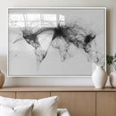 Flight Routes Air Traffic Map Canvas Wall Art - Framed -