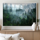 Misty Forest Wall Art Canvas Print – Framed Foggy Mountain