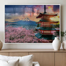 Mount Fuji Cherry Blossom Wall Art Canvas Print – Framed