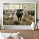 Texas Longhorn Wall Art – Framed Charging Cattle Canvas by MyGreatCanvas | Canvas Wall Art Prints | Photo Prints & Wall Decor
