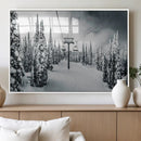 Snowy Pines Wall Art Canvas Print – Framed Ski Lift Winter