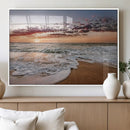Ocean Sunset Wall Art Canvas Print – Framed Sandy Shore