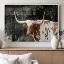Texas Longhorn Wall Art Canvas Print – Framed Spotted Bull