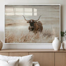 Texas Longhorn Wall Art Canvas Print – Framed Brown Horned