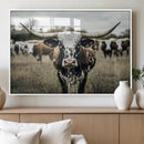 Texas Longhorn Wall Art – Framed Speckled Cow Canvas by MyGreatCanvas | Canvas Wall Art Prints | Photo Prints & Wall Decor