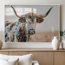 Texas Longhorn Wall Art – Framed Speckled Cow Canvas by MyGreatCanvas | Canvas Wall Art Prints | Photo Prints & Wall Decor