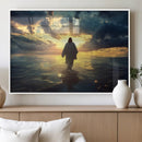 Jesus Walks Wall Art Canvas Print Framed Divine Sunset Art