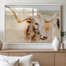 Texas Longhorn Wall Art Canvas Print – Framed Speckled Cow by MyGreatCanvas | Canvas Wall Art Prints | Photo Prints & Wall Decor