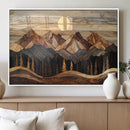 Wood Mountain Wall Art Canvas Print – Framed Boho Abstract