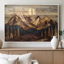Wood Mountain Landscape Wall Art Canvas Print – Framed