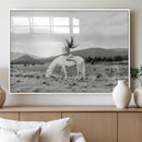 White Horse Wall Art Canvas Print – Framed Woman Rider