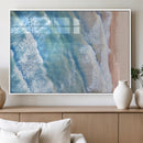 Aerial Ocean View Wall Art Canvas Print – Framed Soft Blue