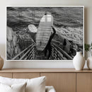 Black and White Surfing Wall Art Canvas Print – Framed by MyGreatCanvas | Canvas Wall Art Prints | Photo Prints & Wall Decor