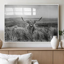 Monochrome Highland Cow Wall Art Canvas Print – Framed by MyGreatCanvas | Canvas Wall Art Prints | Photo Prints & Wall Decor