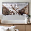 Elk Wall Art Canvas Print – Framed Wildlife Strength Snowy by MyGreatCanvas | Canvas Wall Art Prints | Photo Prints & Wall Decor