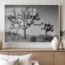 Joshua Tree Wall Art Canvas Print – Framed Monochrome Desert