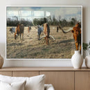 Texas Longhorns Wall Art Canvas Print – Framed Rustic Farm by MyGreatCanvas | Canvas Wall Art Prints | Photo Prints & Wall Decor
