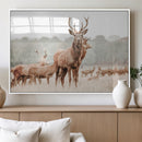 Rustic Nature Wall Art Canvas Print – Stag Woodland Framed