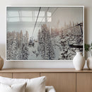 Frosty Pines Wall Art Canvas Print – Framed Cozy Cabin Ski