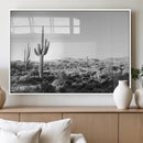 Saguaro Cactus Wall Art Canvas Print – Framed Monochrome