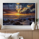 Sunset Ocean Wall Art Canvas Print – Waves Rocky Shore by MyGreatCanvas | Canvas Wall Art Prints | Photo Prints & Wall Decor