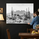 Black White Arizona Desert Canvas Wall Art Cactus Farmhouse