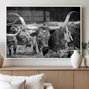 Black & White Longhorn Cattle Wall Art Canvas Print, Rustic by MyGreatCanvas | Canvas Wall Art Prints | Photo Prints & Wall Decor