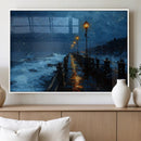 Dark Stormy Pier Wall Art Canvas Print, Moody Ocean Night by MyGreatCanvas | Canvas Wall Art Prints | Photo Prints & Wall Decor