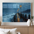 Stormy Night Pier Wall Art Canvas Print, Moody Ocean by MyGreatCanvas | Canvas Wall Art Prints | Photo Prints & Wall Decor