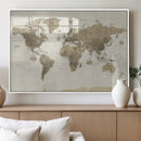 Detailed World Map Wall Art Canvas Print by MyGreatCanvas | Canvas Wall Art Prints | Photo Prints & Wall Decor