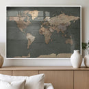 Rustic Black and Wood World Map Canvas Wall Art – Framed by MyGreatCanvas | Canvas Wall Art Prints | Photo Prints & Wall Decor